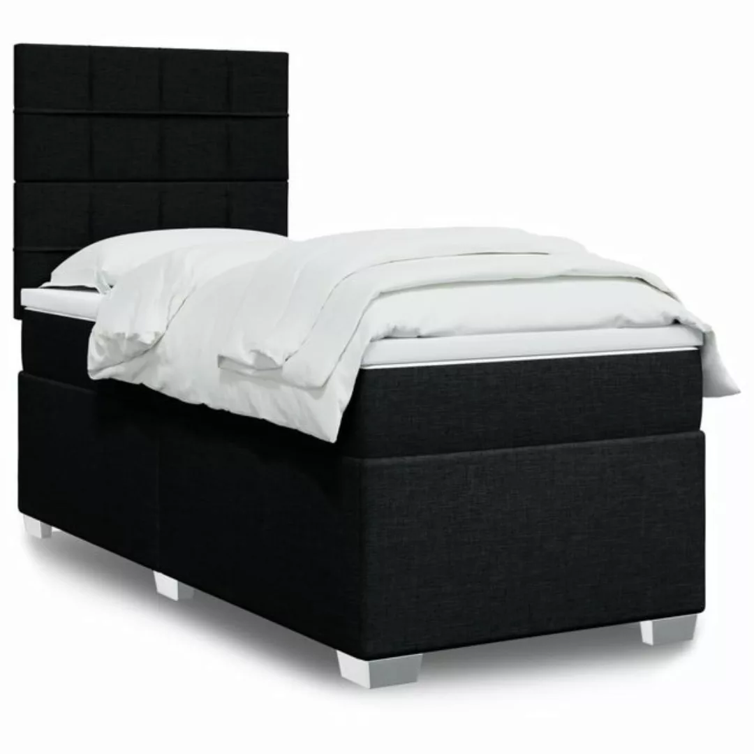 furnicato Bettgestell Boxspringbett mit Matratze Schwarz 80x200 cm Stoff günstig online kaufen