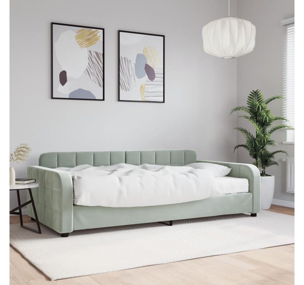 vidaXL Gästebett Gästebett Tagesbett mit Matratze Hellgrau 100x200 cm Samt günstig online kaufen