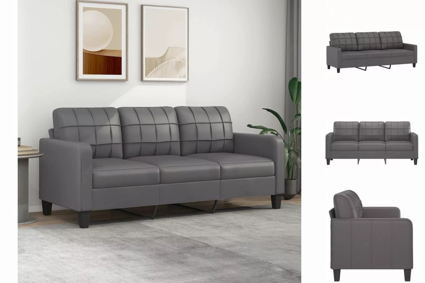 vidaXL Sofa 3-Sitzer Sofa Couch Möbel Grau 180 cm Kunstleder günstig online kaufen