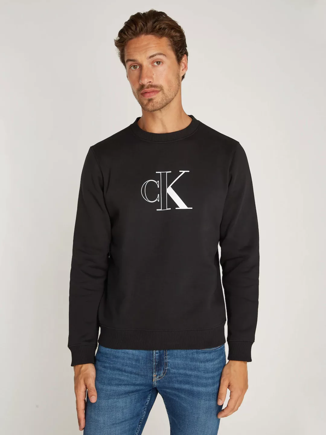 Calvin Klein Jeans Sweatshirt "OUTLINE MONOLOGO CREW NECK", mit Markenlabel günstig online kaufen