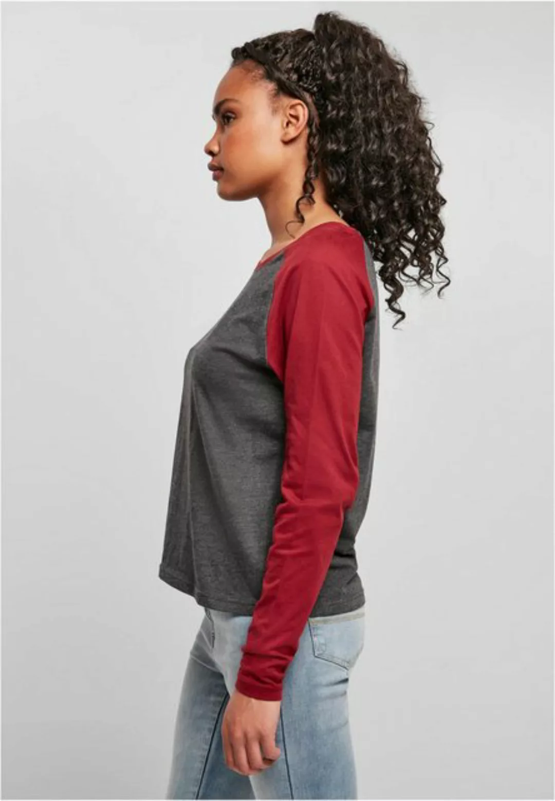 URBAN CLASSICS Langarmshirt Urban Classics Damen Ladies Contrast Raglan Lon günstig online kaufen