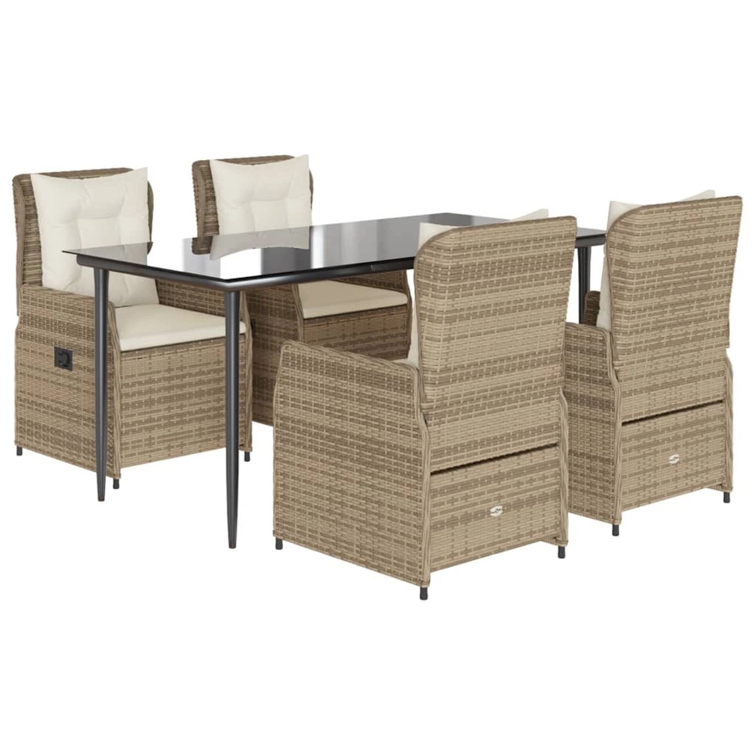 vidaXL 5-Tlg Garten-Essgruppe mit Kissen Beige Poly Rattan 3262885 günstig online kaufen