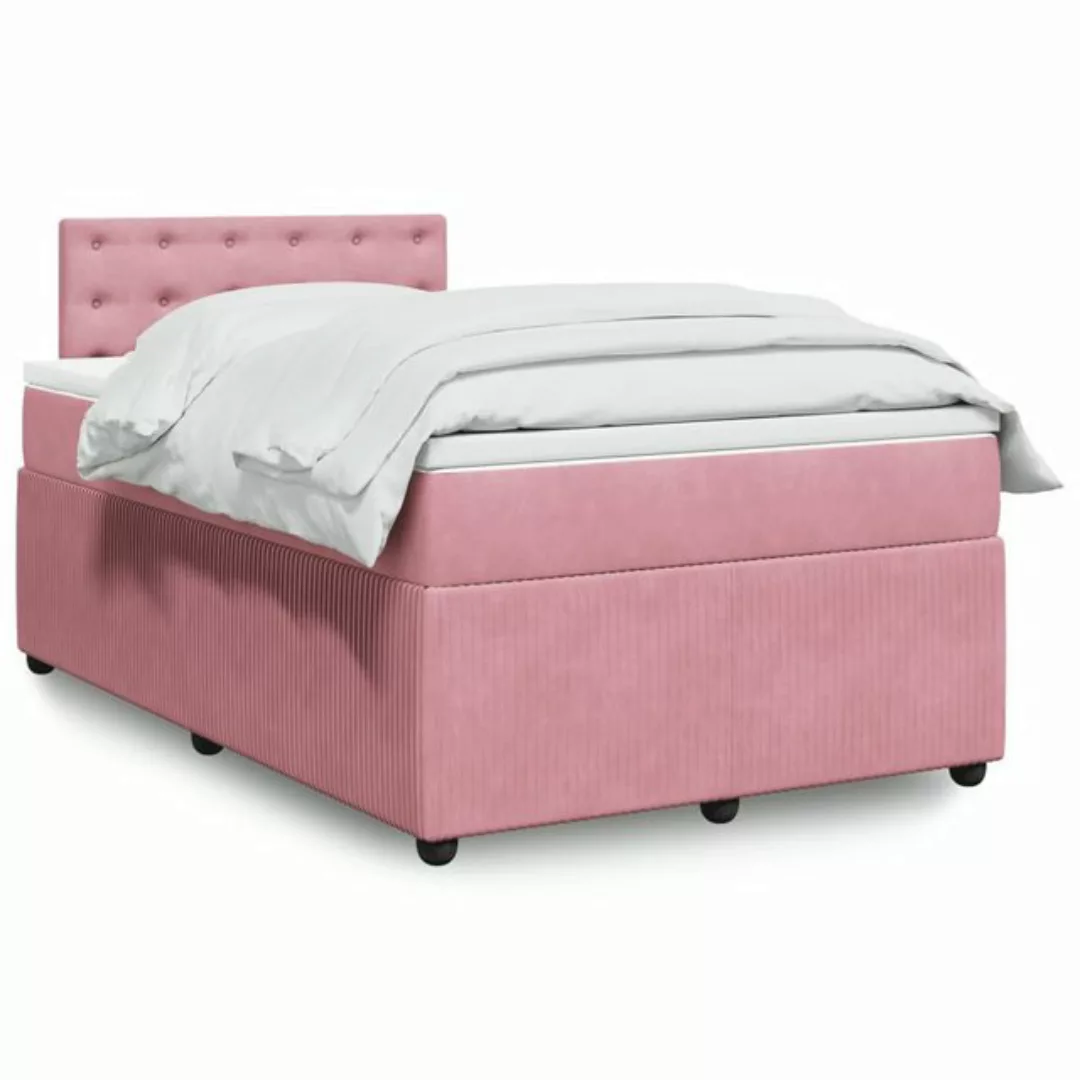 vidaXL Boxspringbett, Boxspringbett mit Matratze Rosa 120x190 cm Samt günstig online kaufen