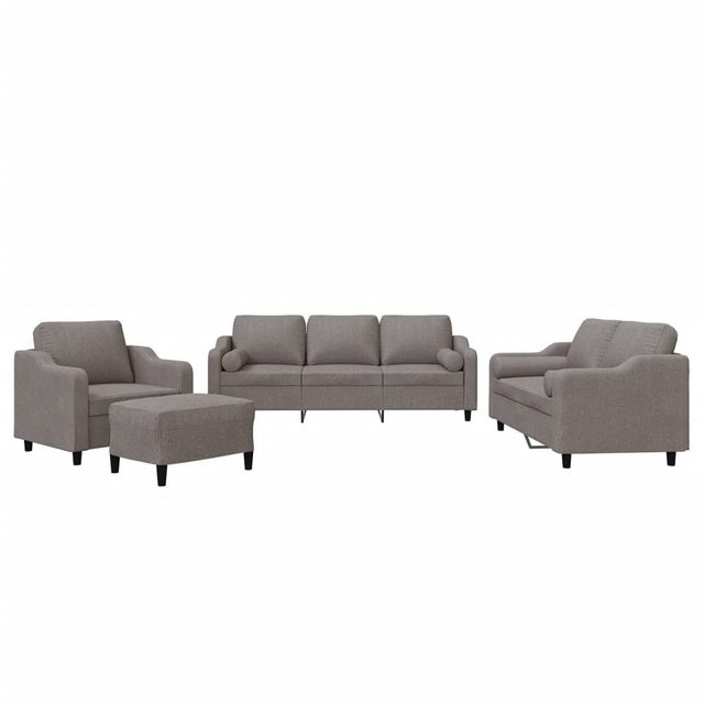 vidaXL Sofa 4-tlg. Sofagarnitur mit Kissen Taupe Stoff günstig online kaufen