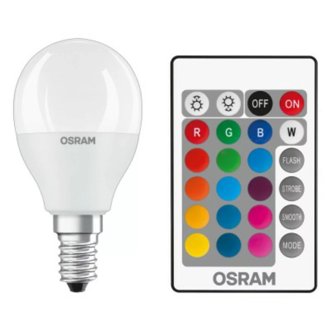 OSRAM LED STAR CLASSIC P 40 BLI K REMOTE RGBW SMD Matt E14 Tropfen günstig online kaufen