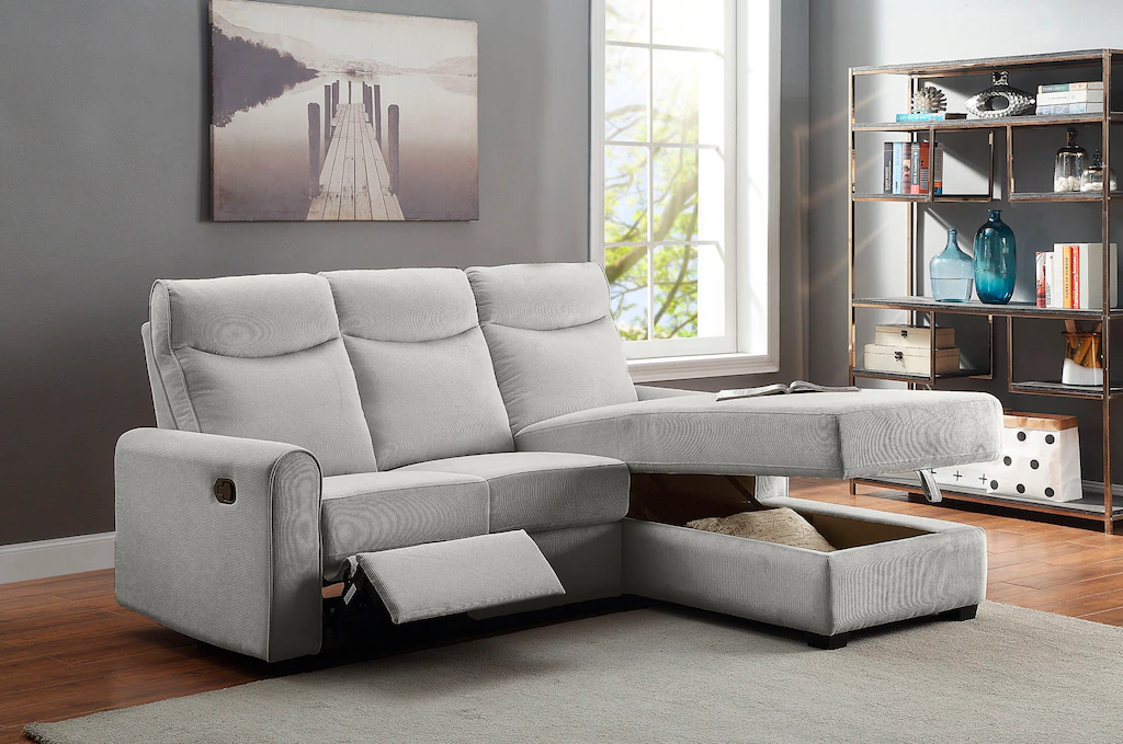 ATLANTIC home collection Ecksofa "Gero L-Form", mit Relaxfunktion und Staur günstig online kaufen