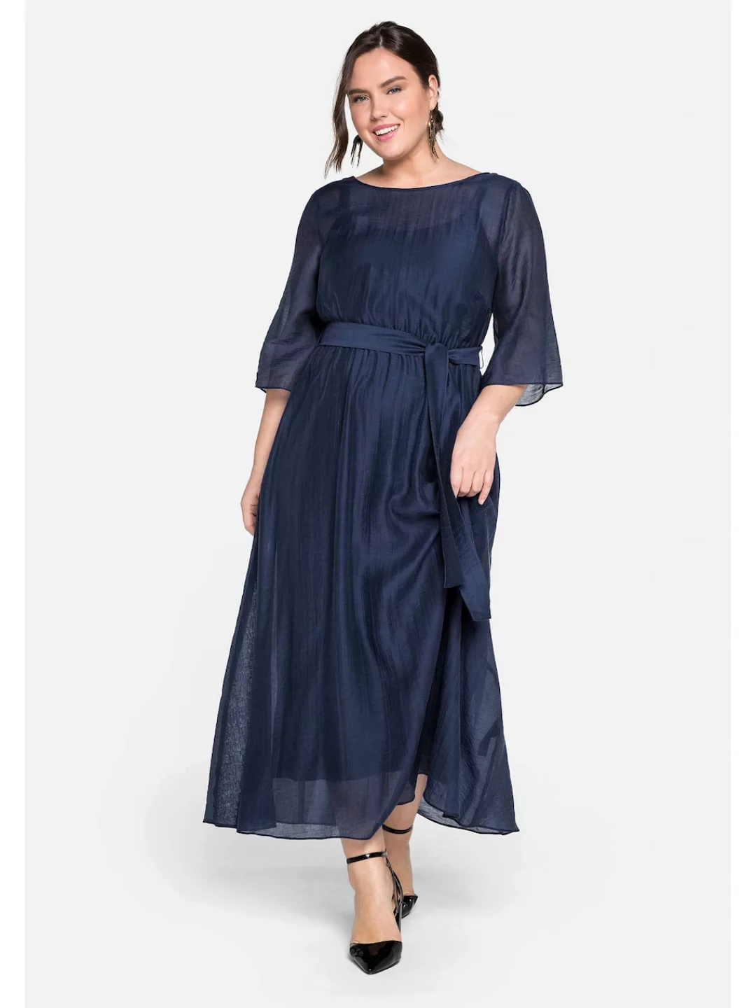 Sheego Abendkleid "Große Größen", lang in sehr weiter Form mit Bindeband günstig online kaufen