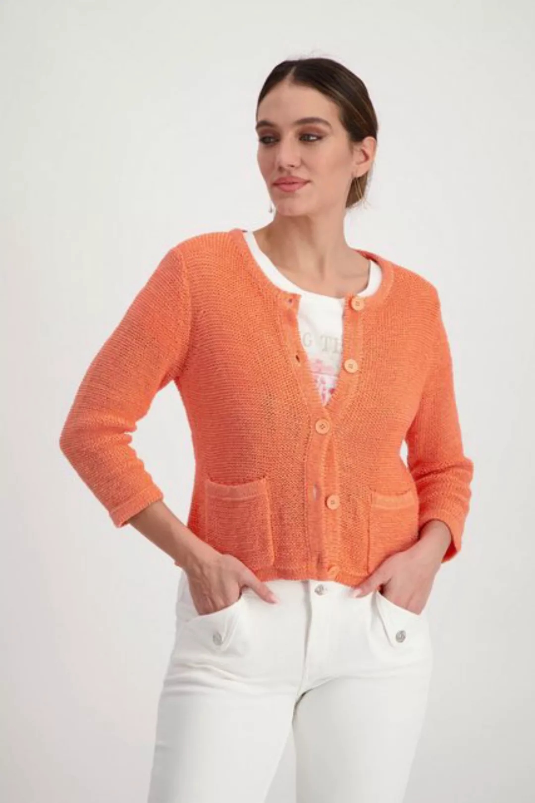 Monari Steppjacke Strickjacke, apricot günstig online kaufen