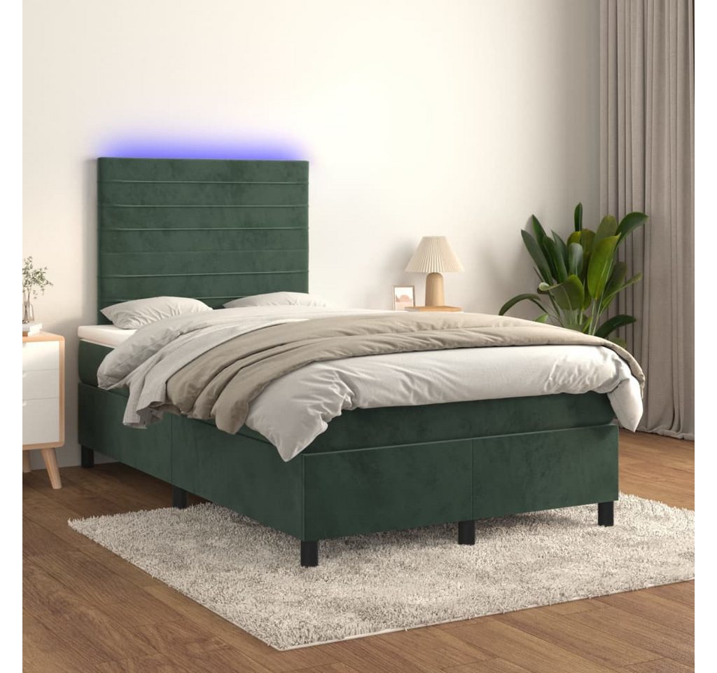 vidaXL Boxspringbett Boxspringbett mit Matratze LED Dunkelgrün 120x200 cm S günstig online kaufen