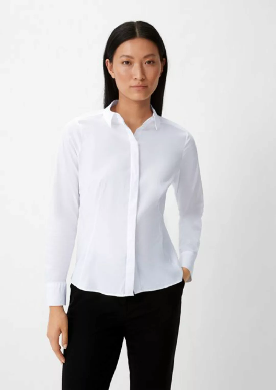 Comma Langarmbluse Bluse aus Baumwollstretch günstig online kaufen