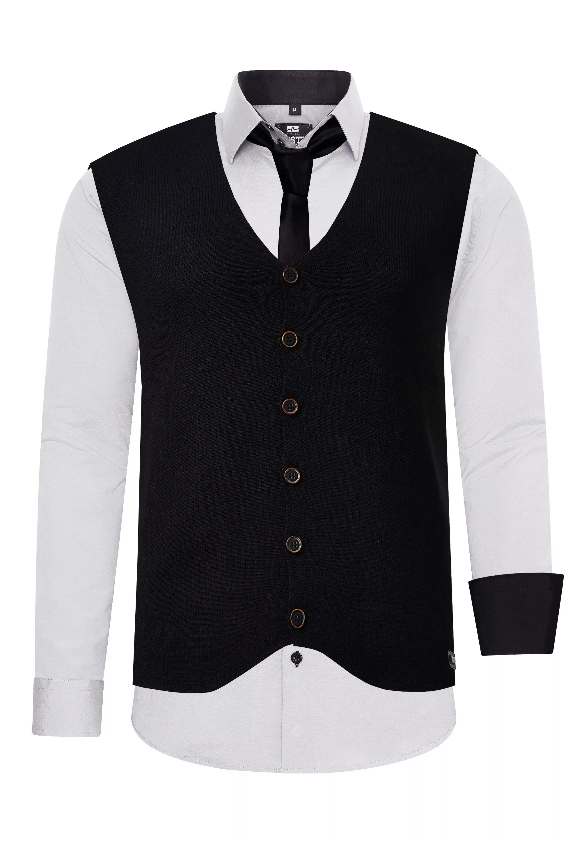 Rusty Neal Langarmhemd, mit Weste und Krawatte günstig online kaufen