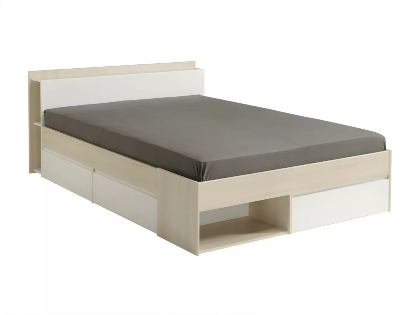 Bett mit Stauraum & Schubladen verstellbar - 140 x 190 cm bis 200 cm - Natu günstig online kaufen
