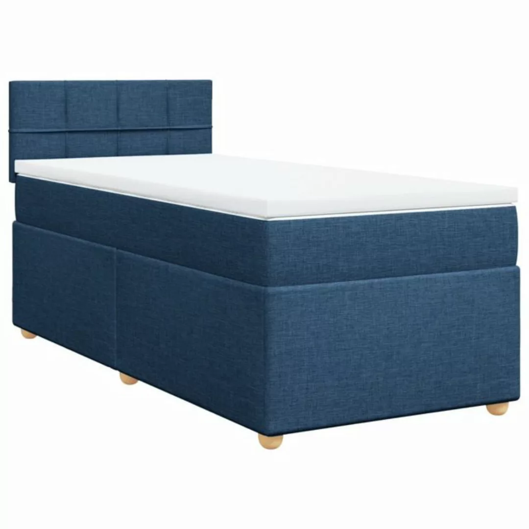 vidaXL Bett Boxspringbett mit Matratze Blau 90x200 cm Stoff günstig online kaufen