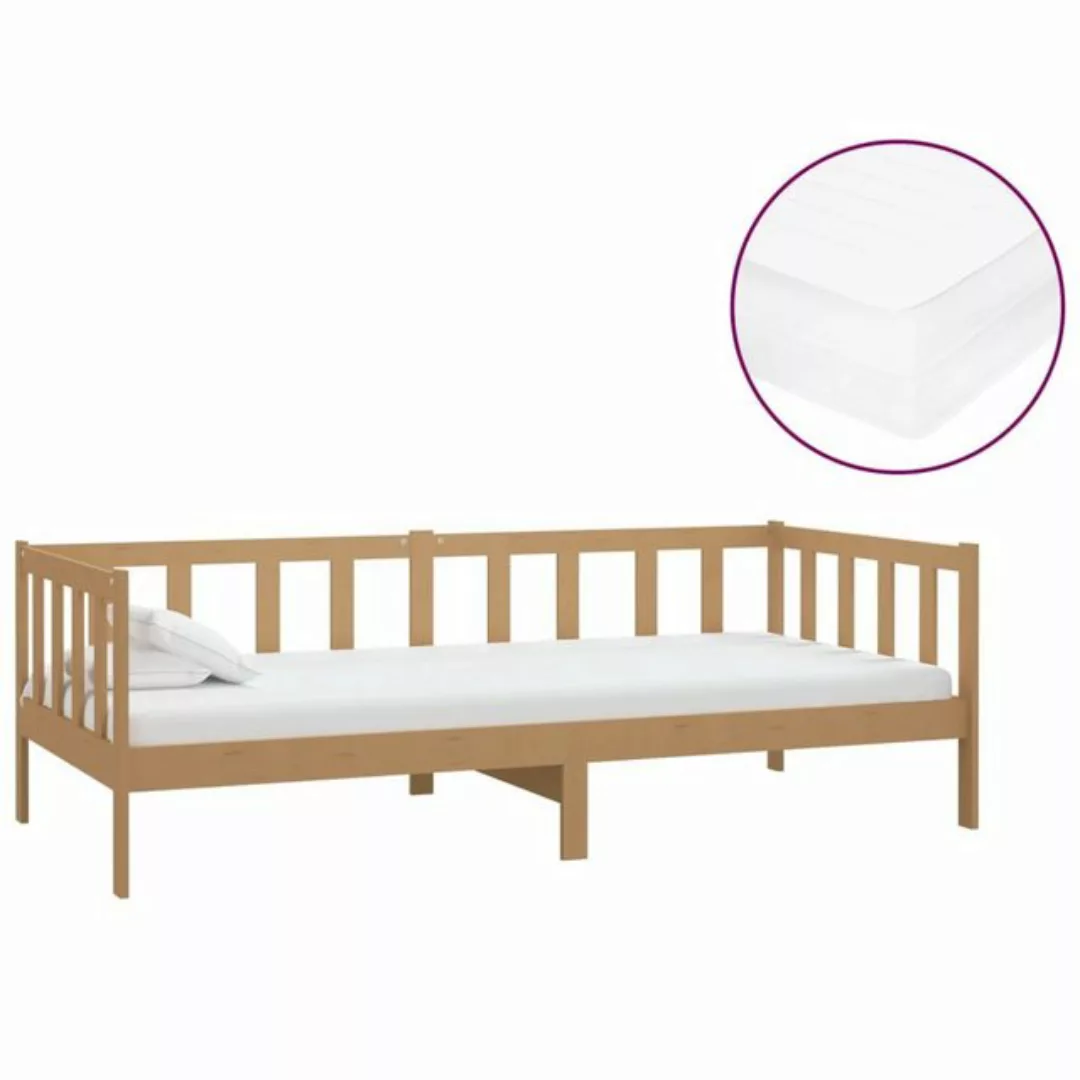 furnicato Bett Tagesbett mit Matratze 90x200 cm Honigbraun Massivholz Kiefe günstig online kaufen