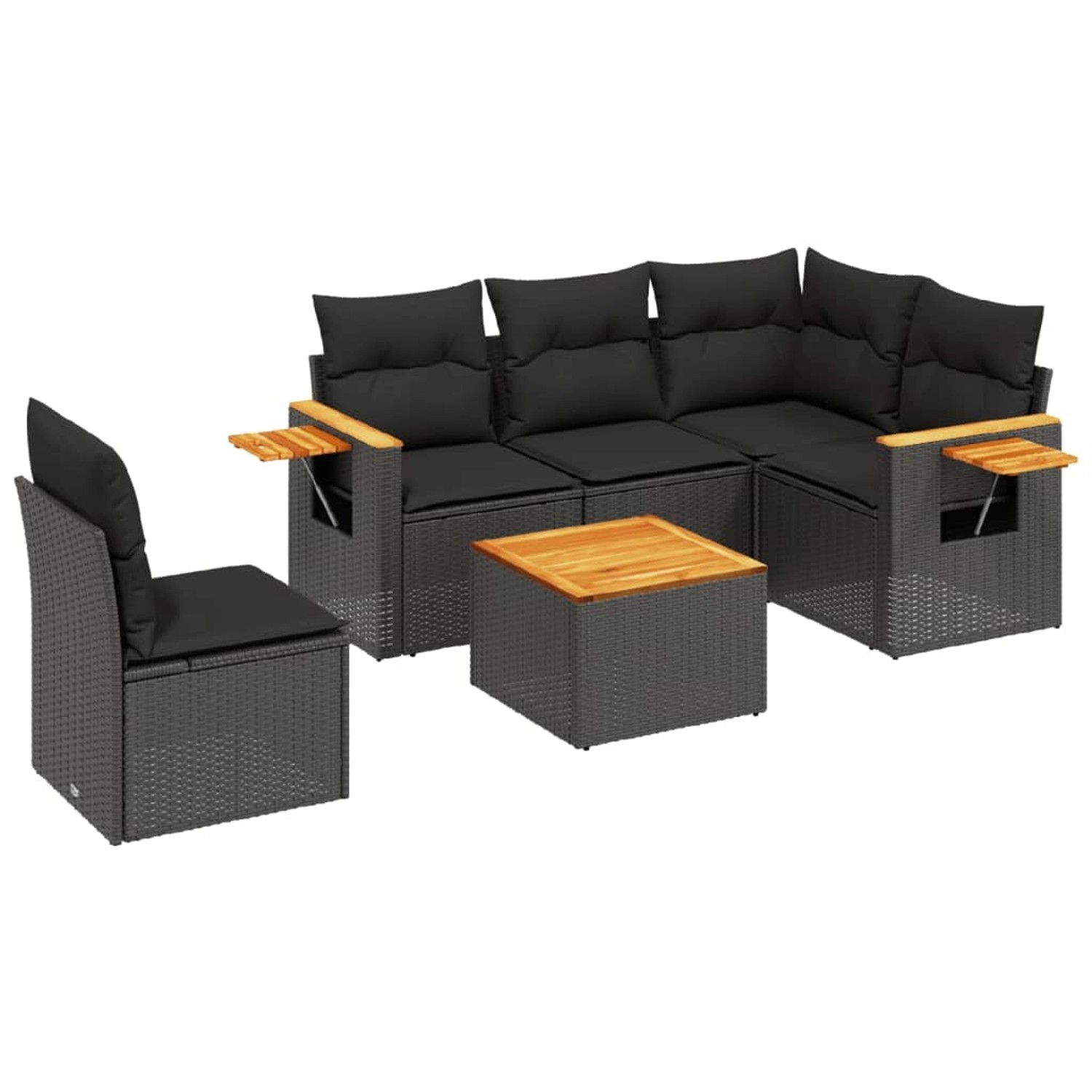 vidaXL 6-Tlg Garten-Sofagarnitur mit Kissen Schwarz Poly Rattan 3259220 günstig online kaufen