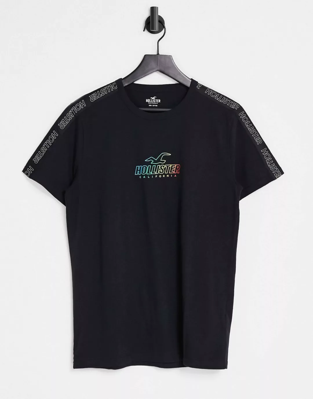 Hollister – Perspective – T-Shirt mit Farbverlauf-Logo und Logo-Zierband in günstig online kaufen