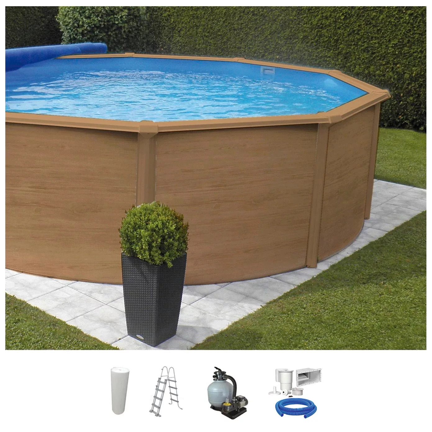 KWAD Rundpool "Wood", (Set, 5 tlg.), 5-tlg., ØxH: 360x132 cm günstig online kaufen