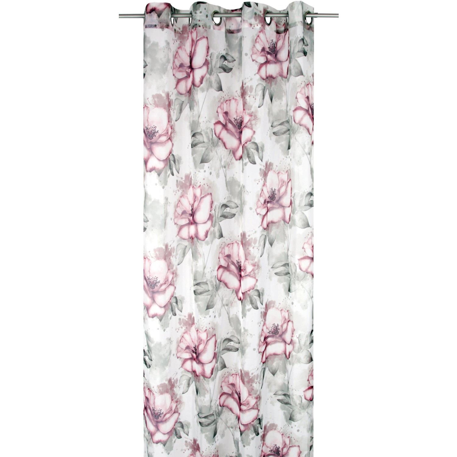 Arsvita Gardine 140 cm x 245 cm Voile mit Druck Flower Ösenschal günstig online kaufen