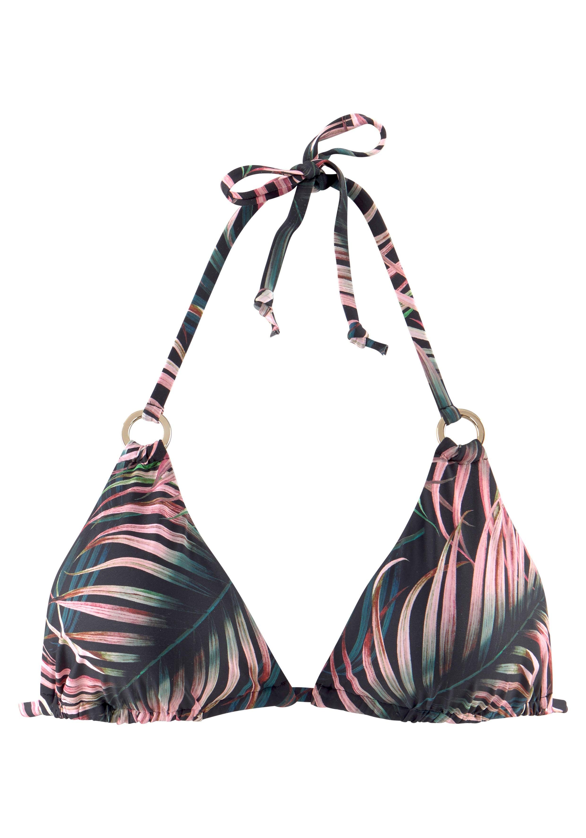 LASCANA Triangel-Bikini-Top "Reese", mit goldfarbenen Zierringen günstig online kaufen