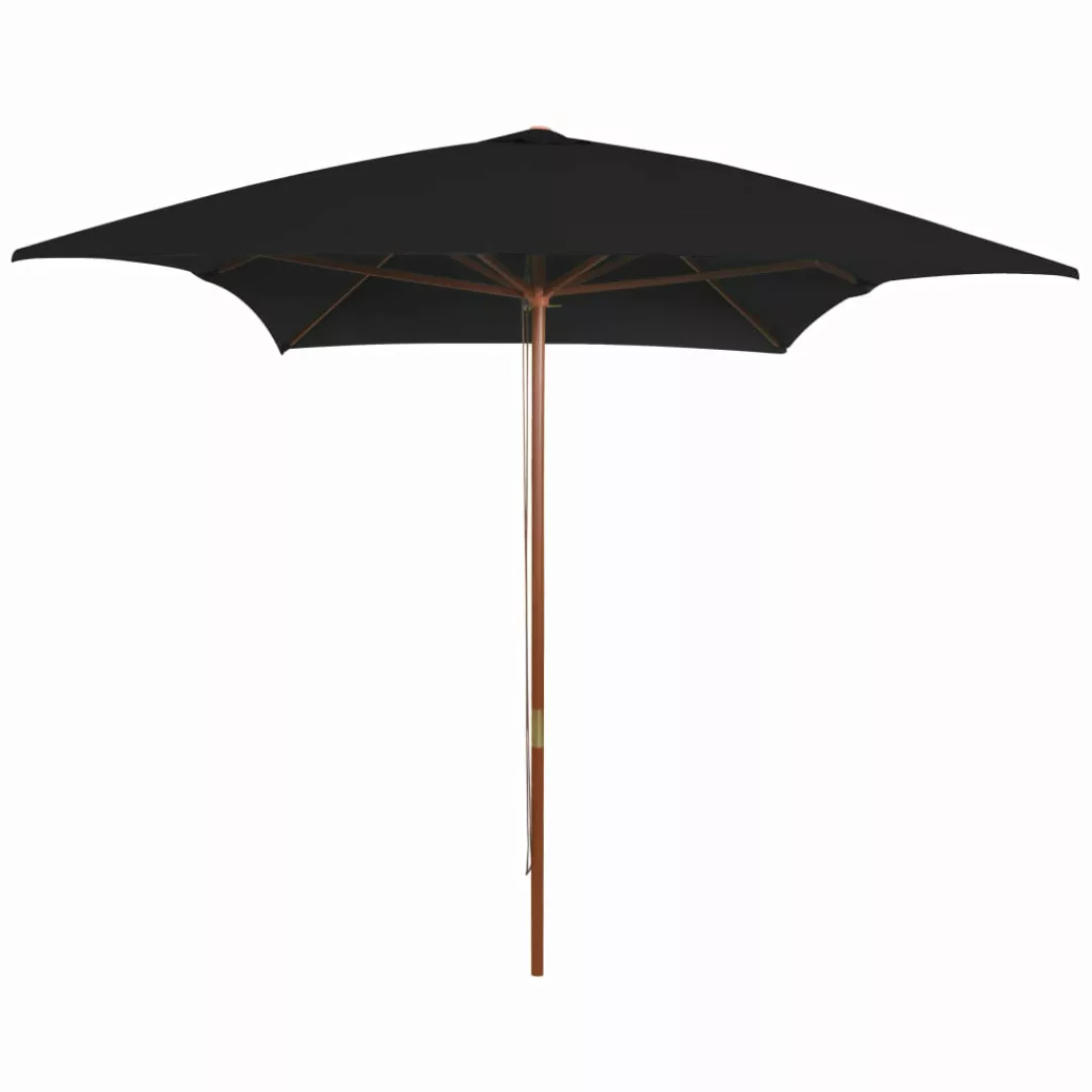 Sonnenschirm Mit Holzmast Schwarz 200x300 Cm günstig online kaufen