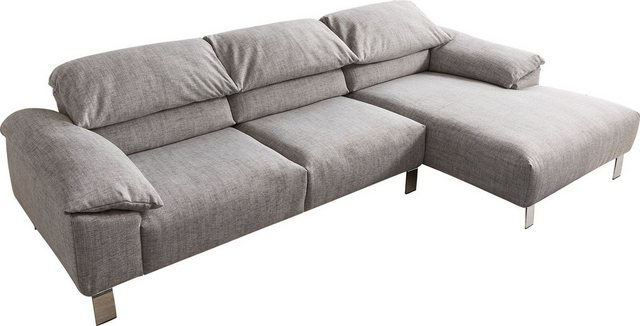 DELIFE Ecksofa Selenya, Struktur Steingrau 305x170 Relaxfunktion Longchair günstig online kaufen