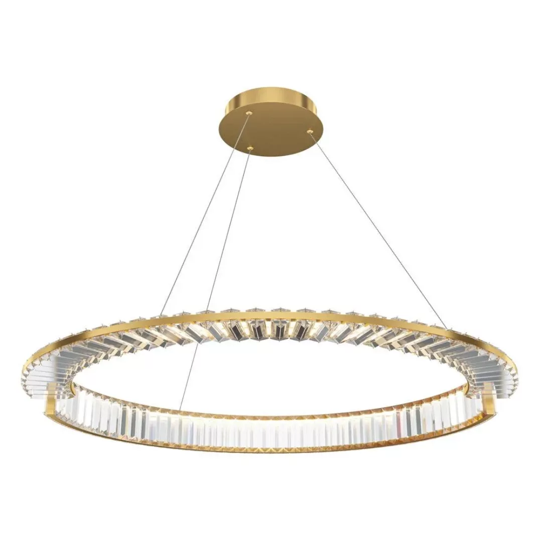 LED Pendelleuchte Krone in Gold und Transparent 45W 3000lm günstig online kaufen