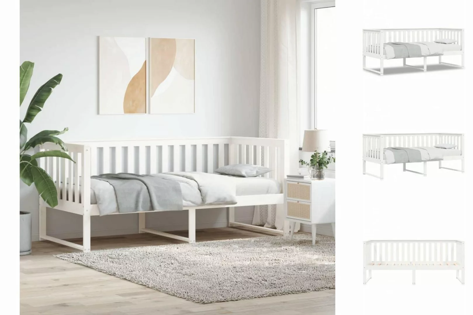 vidaXL Gästebett Gästebett Tagesbett Weiß 90x190 cm Massivholz Kiefer Bett günstig online kaufen