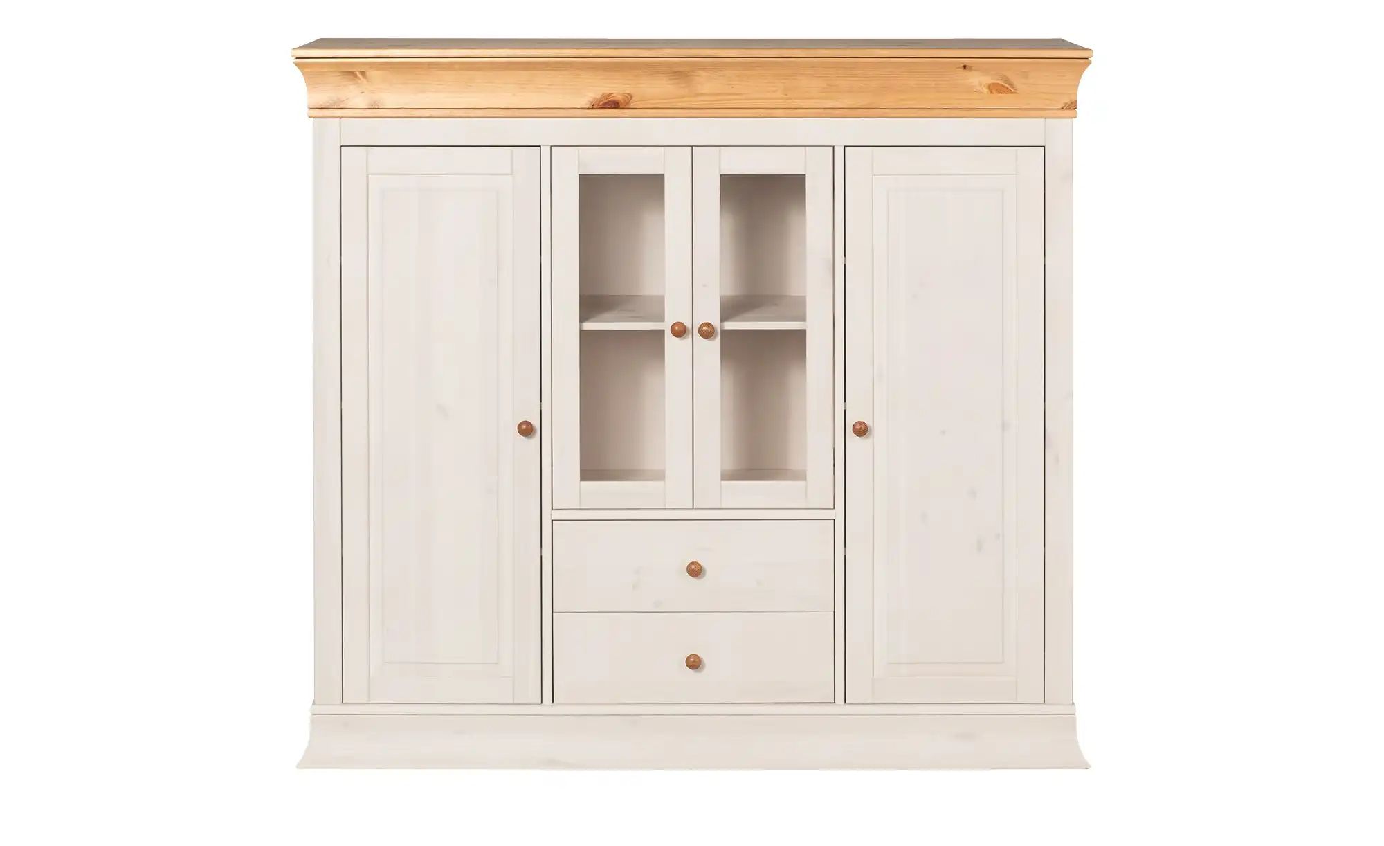 Highboard  Massivholz Bornholm ¦ weiß ¦ Maße (cm): B: 156,5 H: 141 T: 45 Ko günstig online kaufen