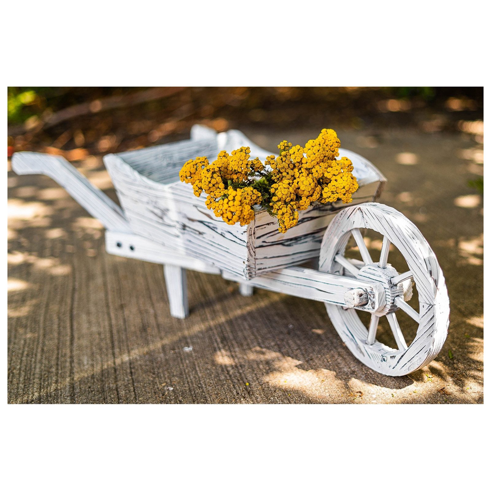 HTI-Living Gartenfigur Holzschubkarre Weiß Rustikal Sommerset, günstig online kaufen
