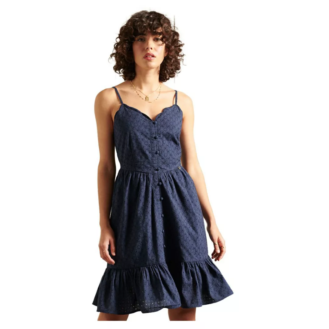 Superdry Broderie Mini Kurzes Kleid XS Navy günstig online kaufen