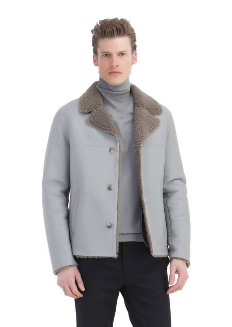 RAMSEY Winterjacke Grauer Pelz Leder Mantel günstig online kaufen