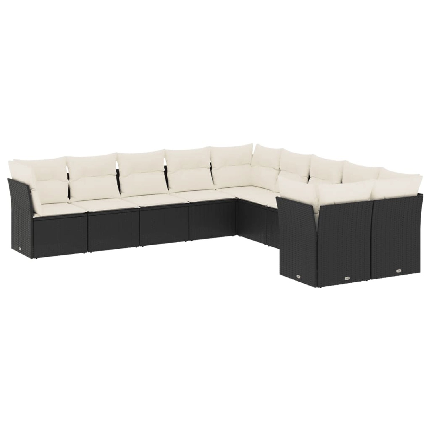vidaXL 10-Tlg Garten-Sofagarnitur mit Kissen Schwarz Poly Rattan 3250075 günstig online kaufen