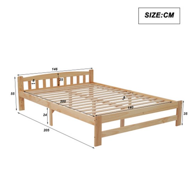 XDeer Holzbett Holzbett, Massivholzbett Futonbett, Doppelbett,Bett mit, Kop günstig online kaufen