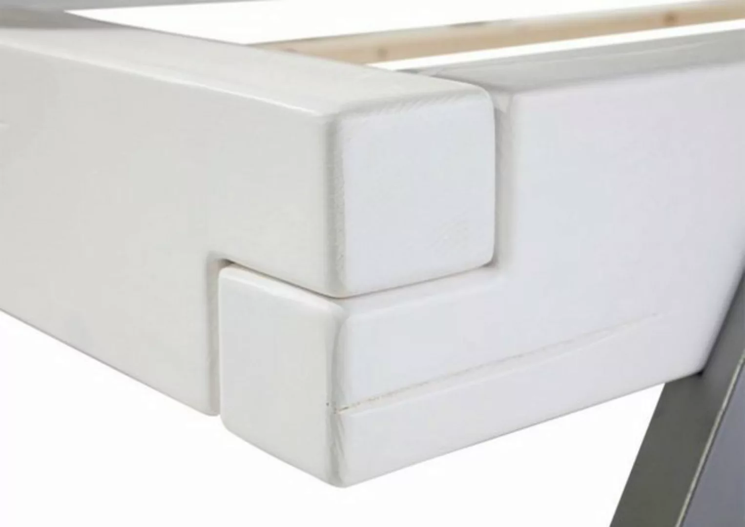 Massivmoebel24 Massivholzbett Balkenbett Fichte 160x200x87 weiß lackiert VA günstig online kaufen