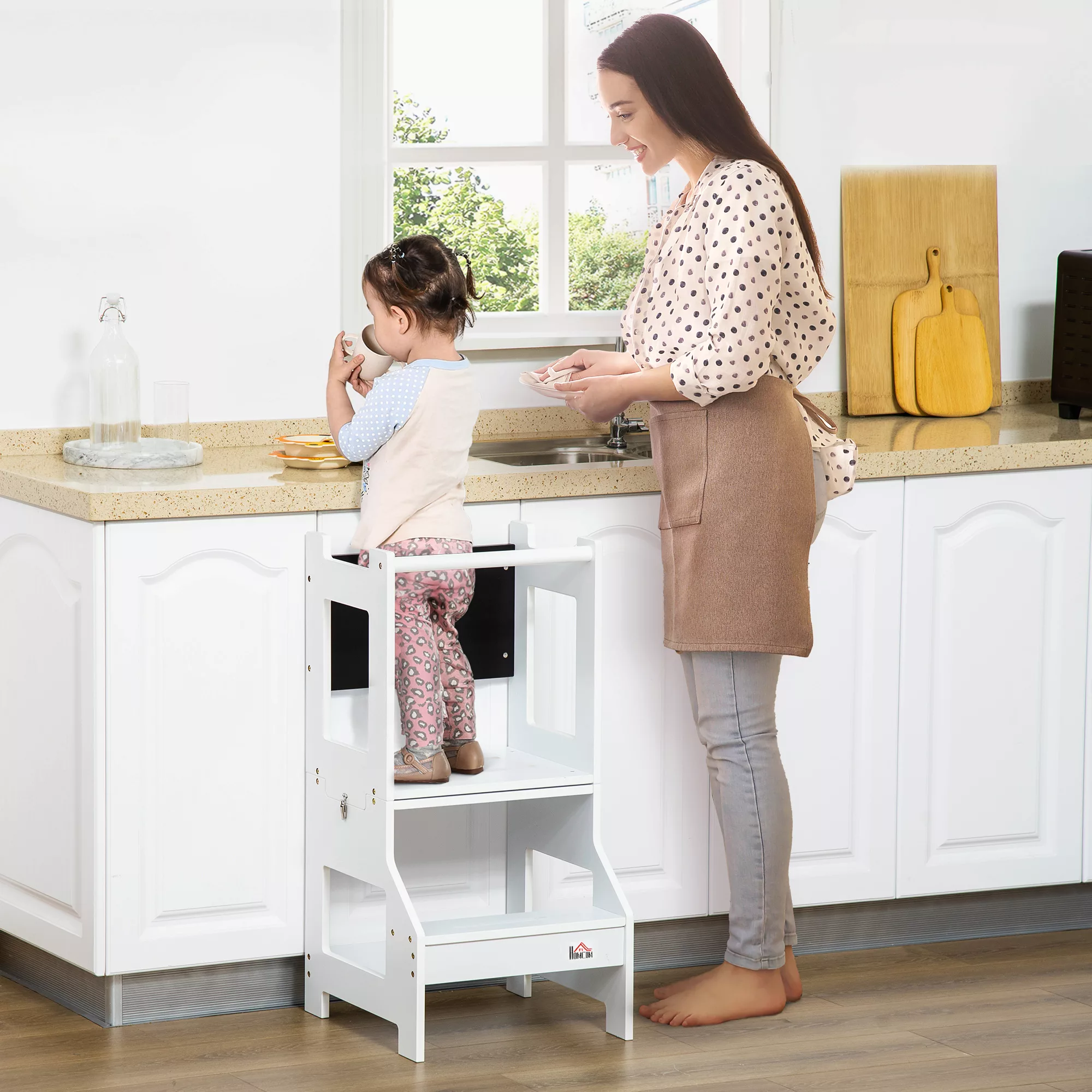 HOMCOM Lern- und Malstuhl mit Kreidetafel und 3-in-1 Schreibtischhockerfunk günstig online kaufen