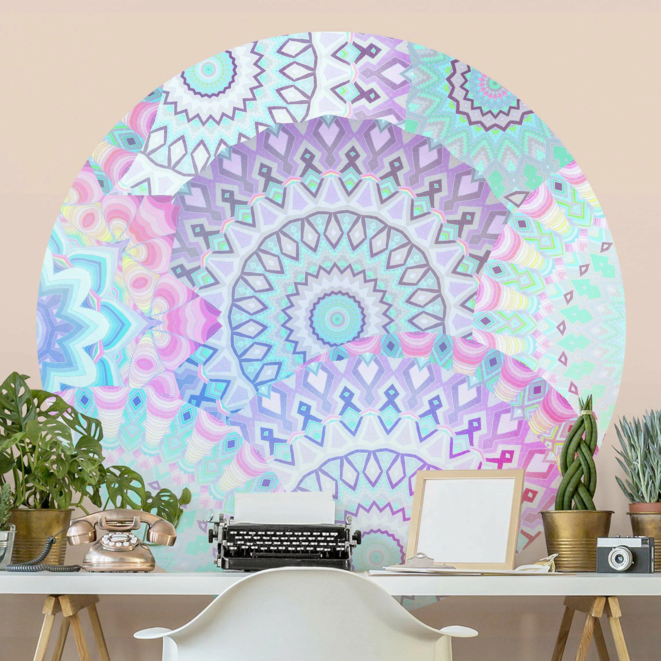 Runde Fototapete selbstklebend Sommerträume Mandalas günstig online kaufen