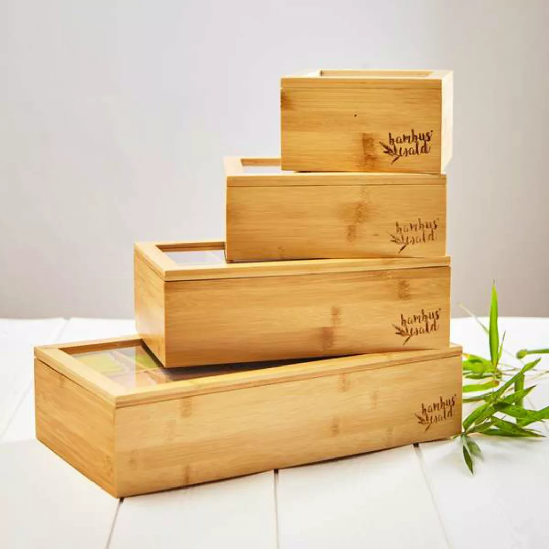 Teebox Aus 100% Bambus Mit 4 Bis 12 Fächern | Teekasten Teekiste günstig online kaufen