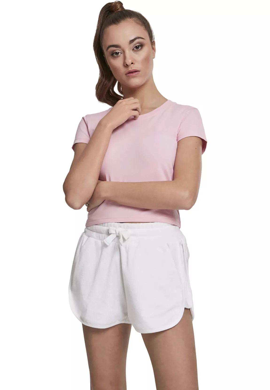 Urban Classics T-Shirt LADIES STRETCH JERSEY CROPPED TEE TB2754 Rosa Girlyp günstig online kaufen
