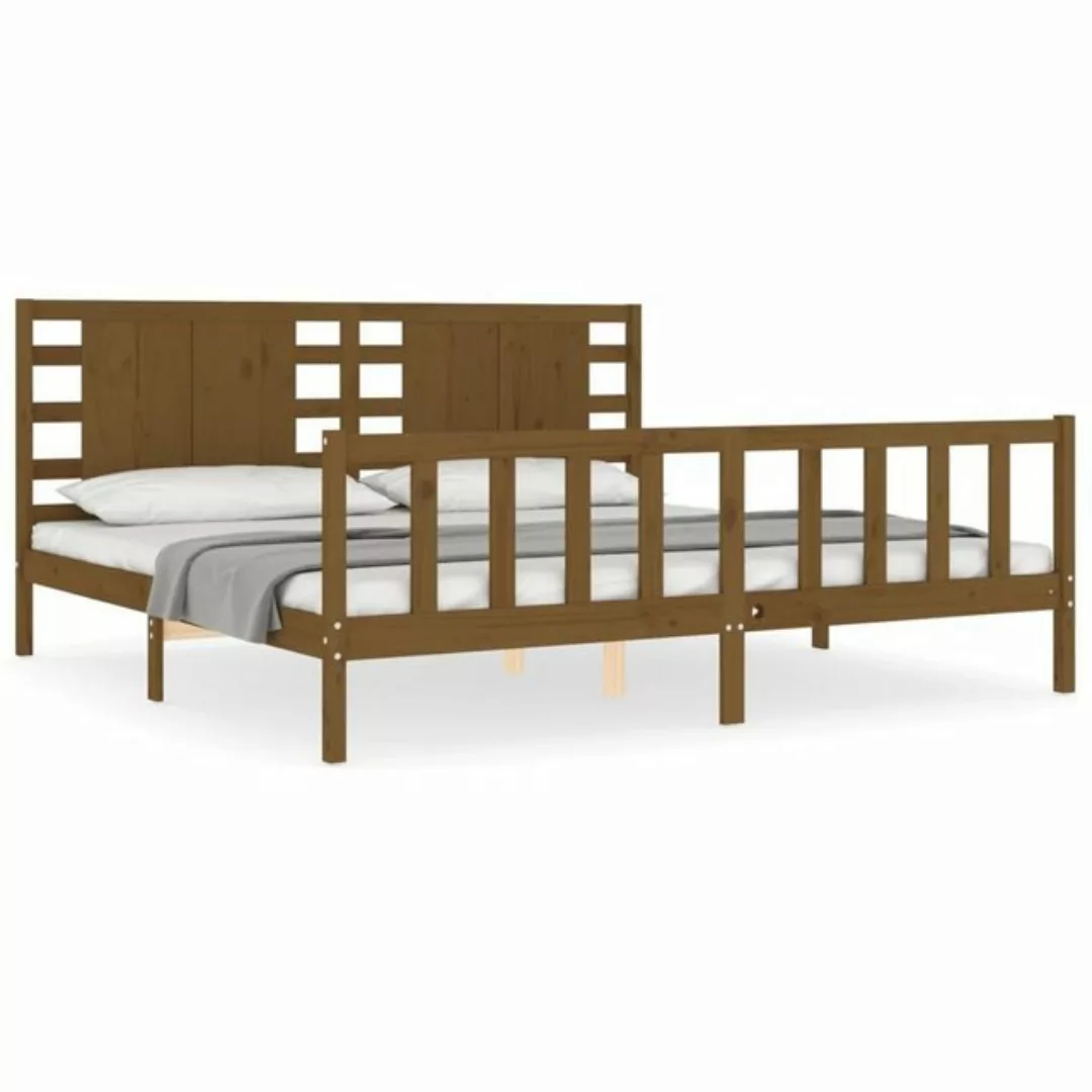 vidaXL Bett Massivholzbett mit Kopfteil Honigbraun 200x200 cm günstig online kaufen