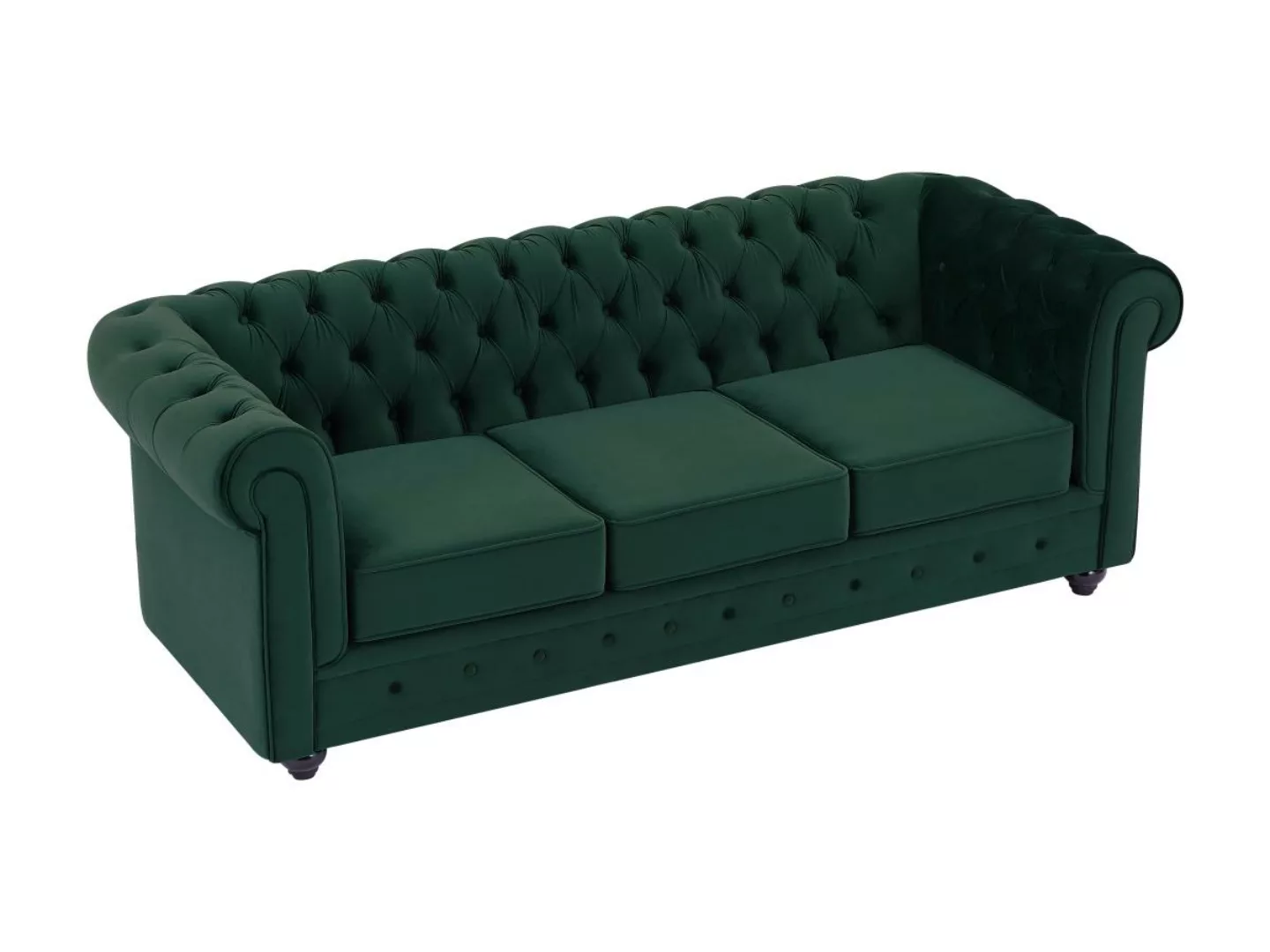 Sofa 3-Sitzer - Samt - Grün - CHESTERFIELD günstig online kaufen