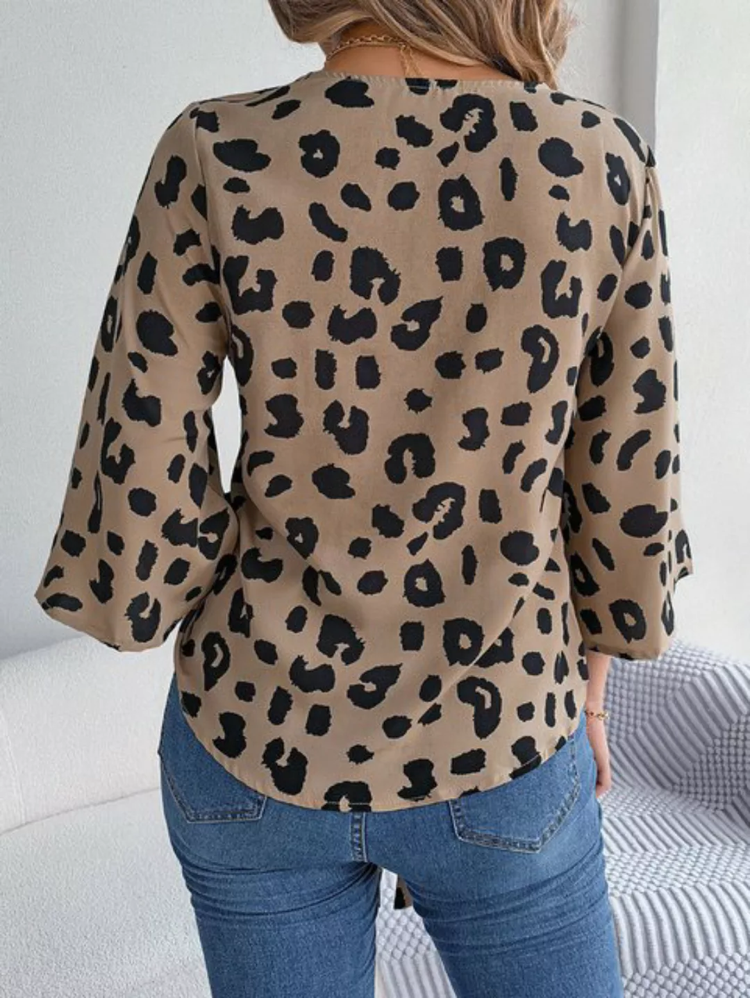 BlauWave Hemdbluse Leopard Print Button Front Bluse (1-tlg., Lässige Bluse günstig online kaufen