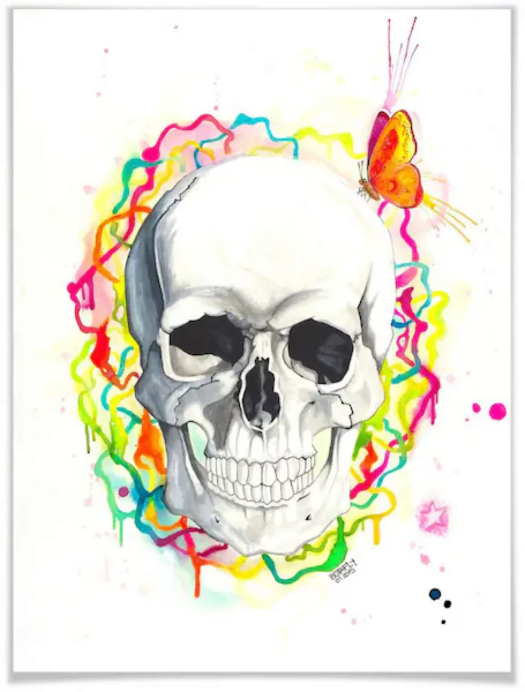 Wall-Art Poster »Skull«, Schriftzug, (1 St.), Poster ohne Bilderrahmen günstig online kaufen