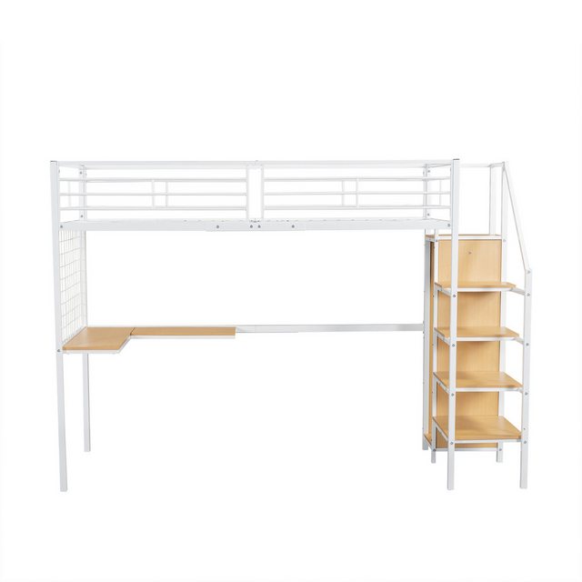 OKWISH Kinderbett Etagenbett Metallbett Hochbett mit Tisch und Kleiderschra günstig online kaufen