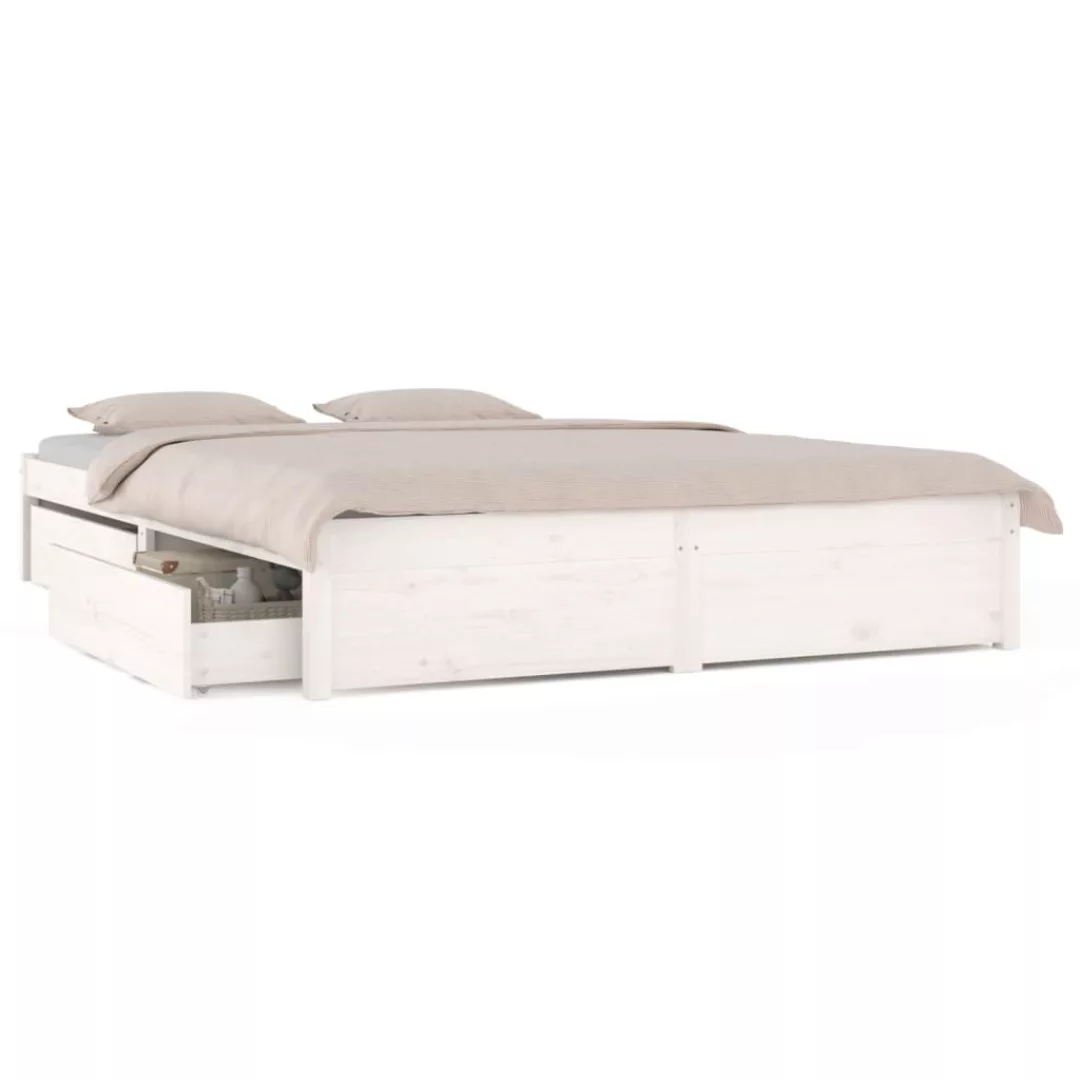 Vidaxl Bett Mit Schubladen Weiß 200x200 Cm günstig online kaufen