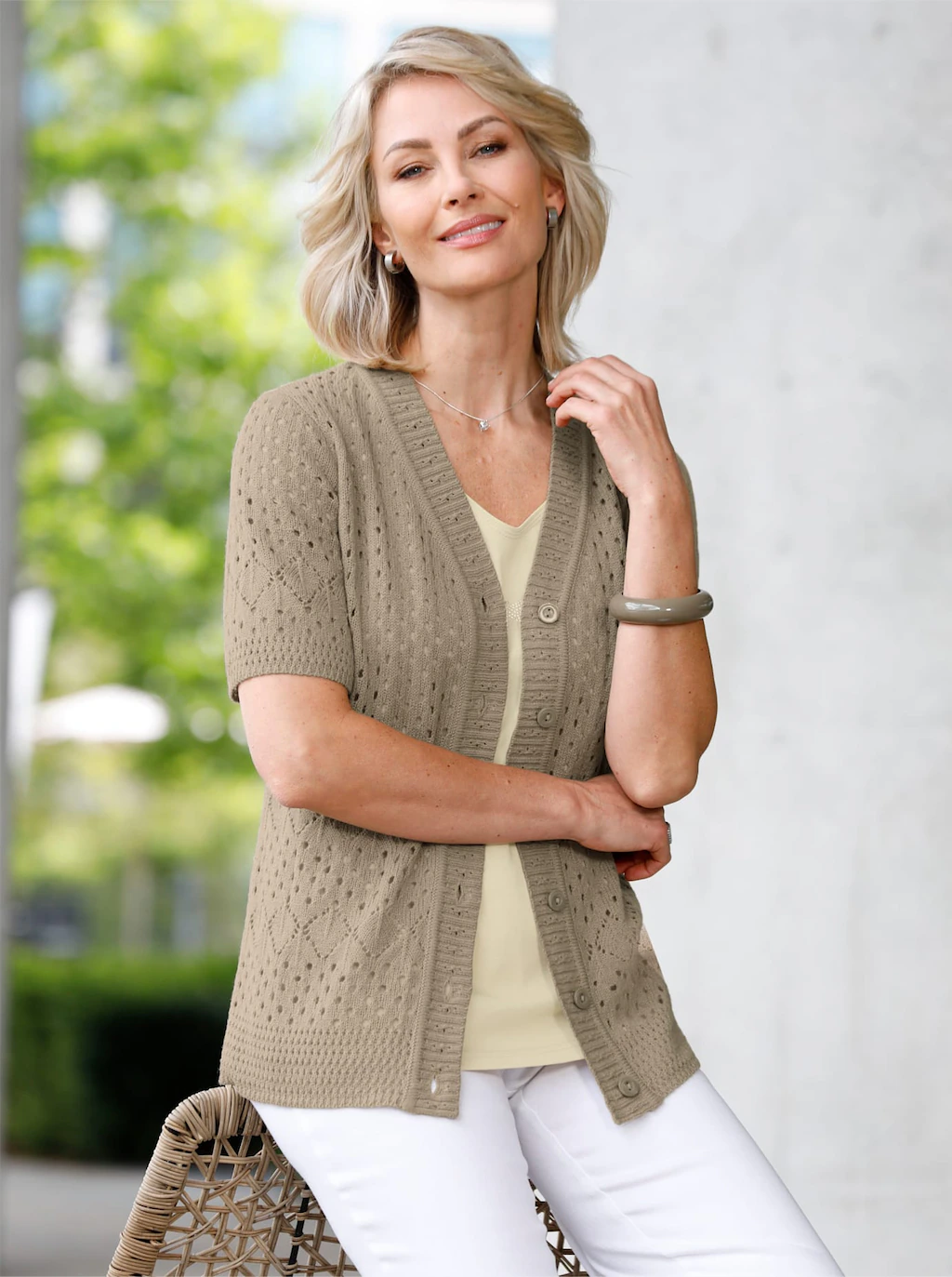 Classic Basics Ajourstrickjacke günstig online kaufen