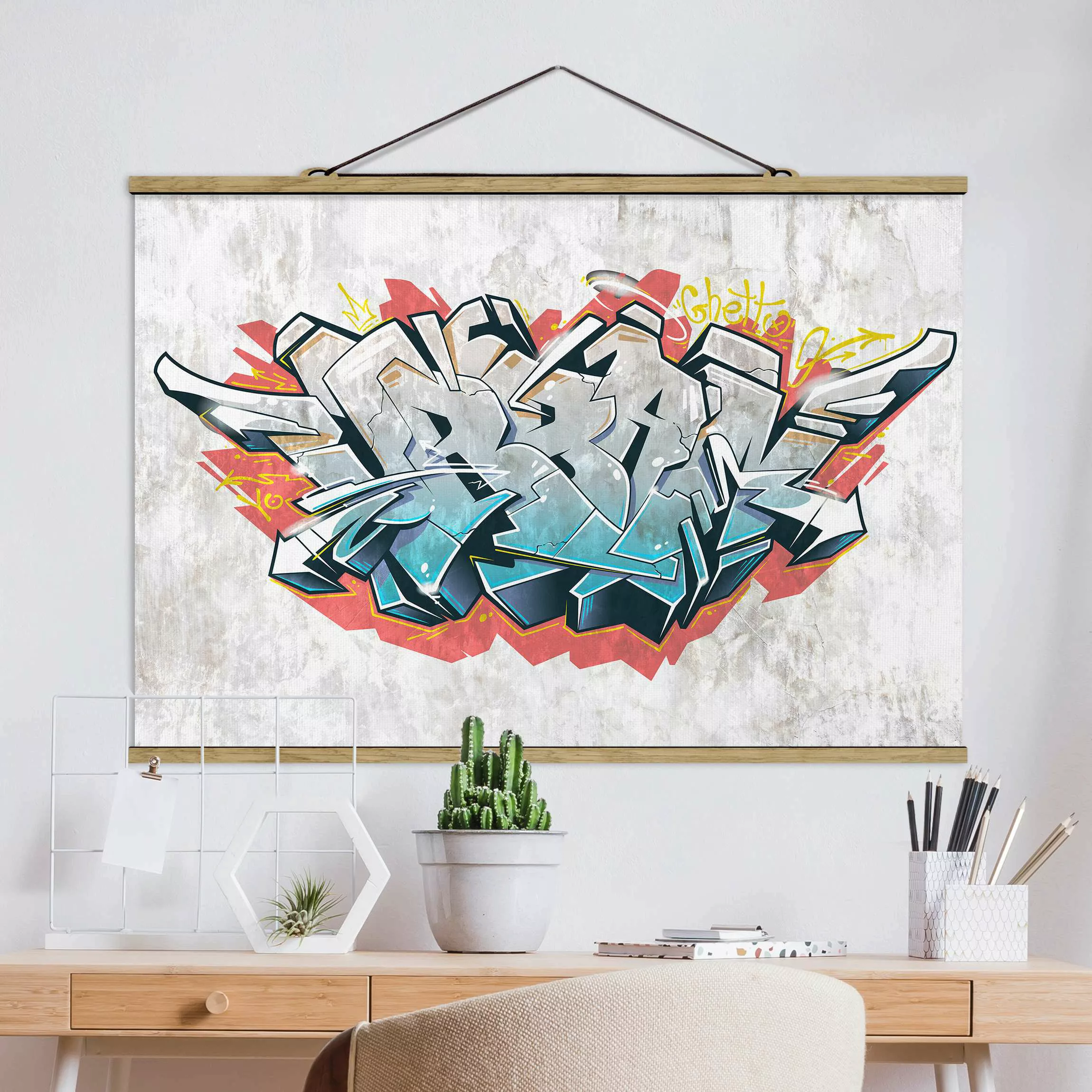 Stoffbild mit Posterleisten Graffiti Art Urban günstig online kaufen