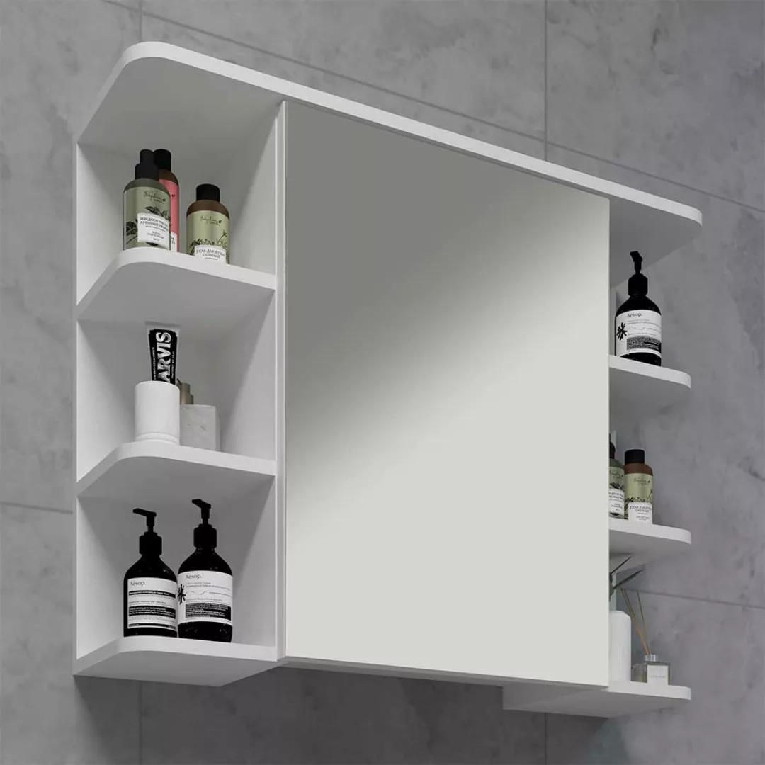 Badschrank Spiegel weiss in modernem Design 80 cm breit günstig online kaufen