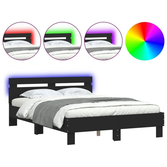 furnicato Bettgestell Bett mit LED-Beleuchtung und Matratze Schwarz 120x200 günstig online kaufen