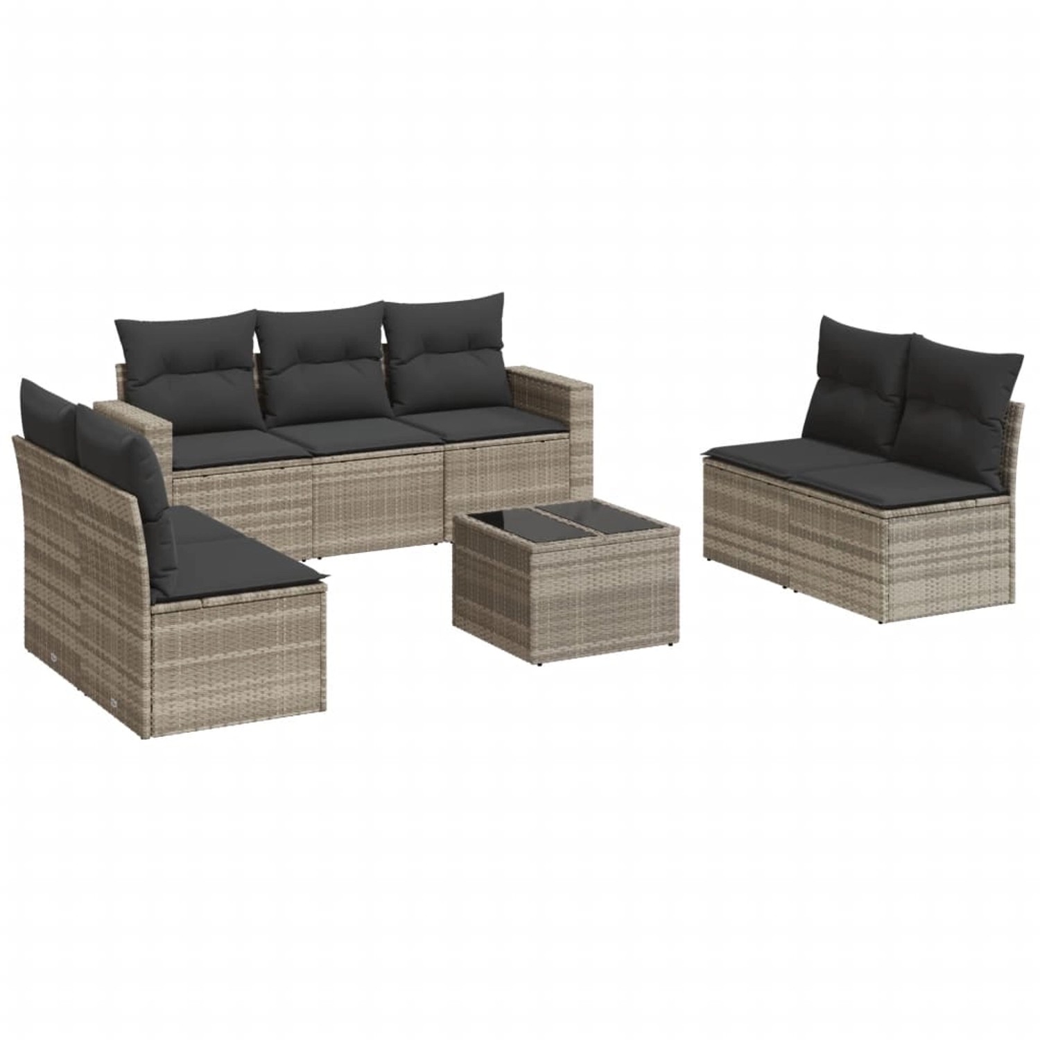 vidaXL 8-tlg Garten-Sofagarnitur mit Kissen Hellgrau Poly Rattan Modell 6 günstig online kaufen