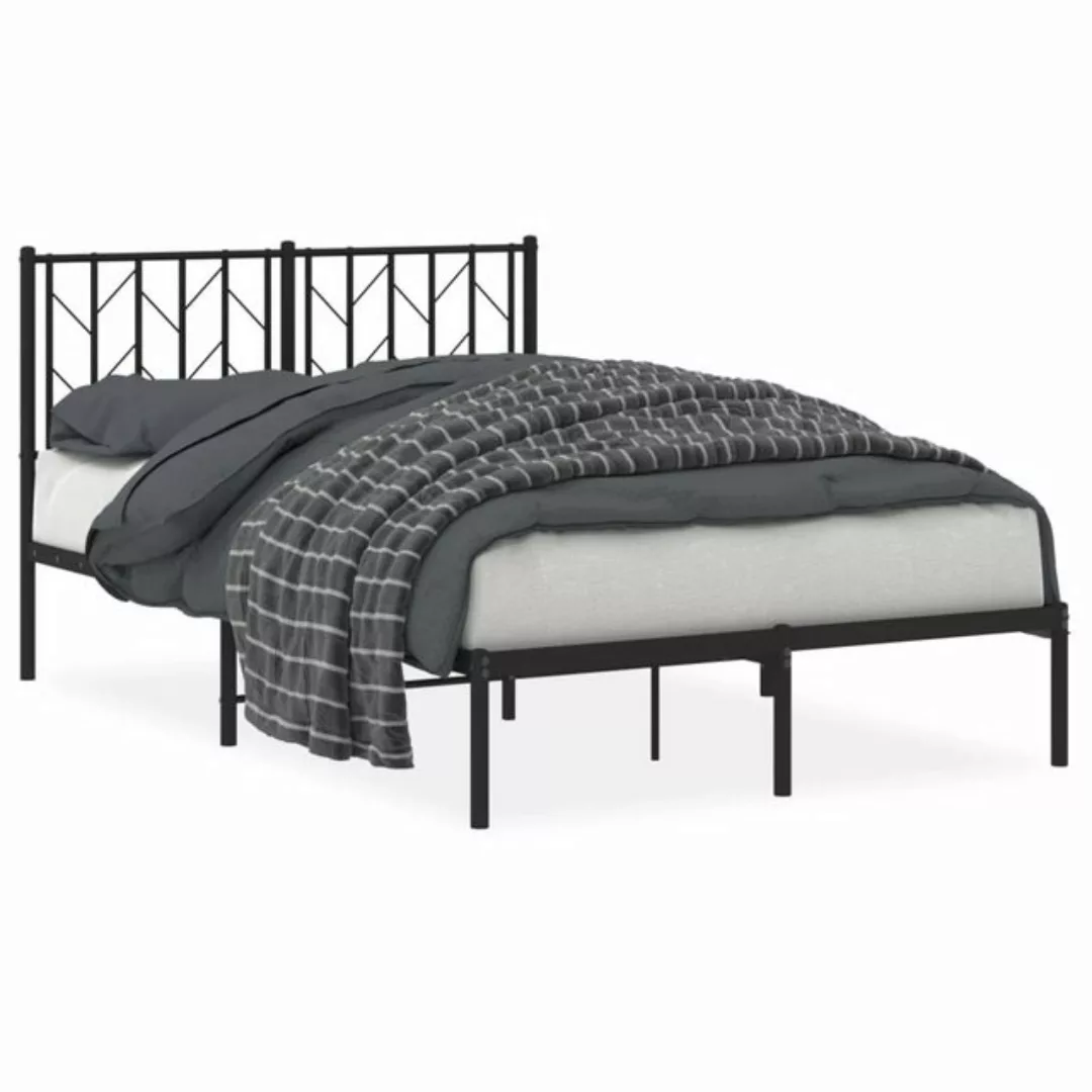 vidaXL Bettgestell, Bettrahmen mit Kopfteil Metall Schwarz 120x190 cm günstig online kaufen